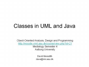 Classes in UML and Java presentation | free to download