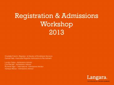 Charlotte French- Registrar