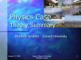 Physics Case Theory Summary PowerPoint PPT Presentation