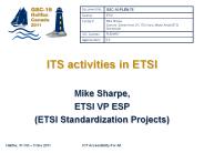ITS activities in ETSI