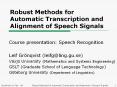 Course presentation: Speech Recognition PowerPoint PPT Presentation