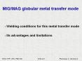 MIG/MAG globular metal transfer mode PowerPoint PPT Presentation
