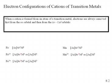 Electron Configurations of Cations of Transition Metals