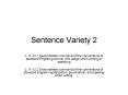 Sentence Variety 2 PowerPoint PPT Presentation