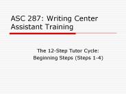 ASC 287: Writing Center Assistant Training