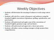 Weekly Objectives