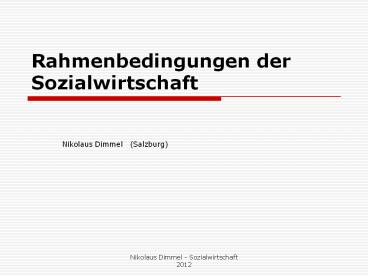 Rahmenbedingungen der Sozialwirtschaft