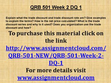 QRB 501 Week 2 DQ 1
