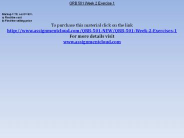 QRB 501 Week 2 Exercise 1