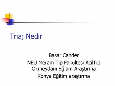 Triaj Nedir