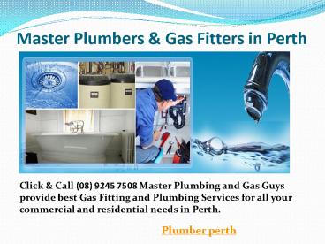 Master Plumbers in Perth