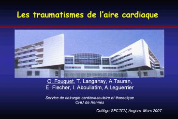 Les traumatismes de l