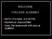 WELCOME COLLEGE ALGEBRA