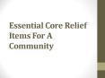 Essential Core Relief Items For A Community PowerPoint PPT Presentation