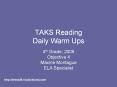 TAKS Reading Daily Warm Ups PowerPoint PPT Presentation