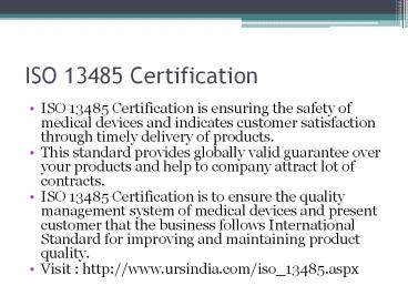 iso 13485 certification by URSindia