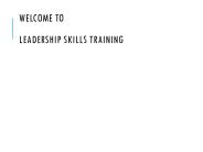 Welcome to Leadership Skills Training