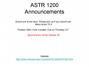 ASTR 1200 Announcements