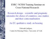 ESRC/ NCRM Training Seminar on Cross-National Research: Research design 
