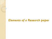 Elements of a Research paper