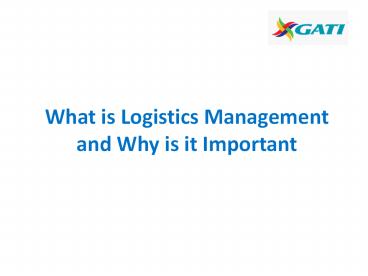 Logistics and Supply Chain Management