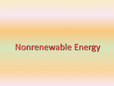 Nonrenewable Energy