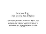 Immunology Non-specific Host Defenses