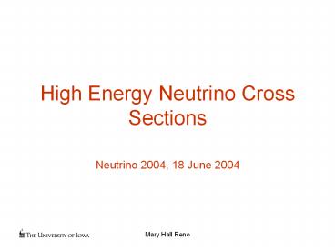 High Energy Neutrino Cross Sections