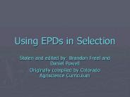 Using EPDs in Selection