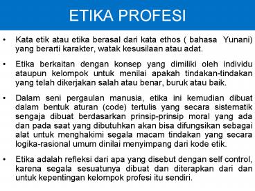 ETIKA PROFESI