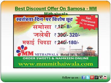 Best Discount Offer On Samosa - MM Mithaiwala