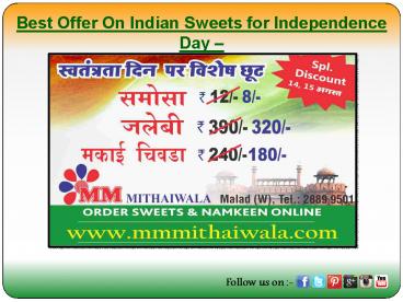 Best Offer On Indian Sweets for Independence Day - MM Mithaiwala