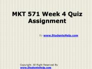 MKT 571 Week 4 Quiz Assignment