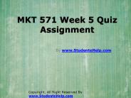 MKT 571 Week 5 Quiz Assignment