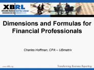 Dimensions and Formulas for Financial Professionals