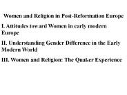 Women and Religion in Post-Reformation Europe