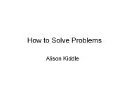 How to Solve Problems