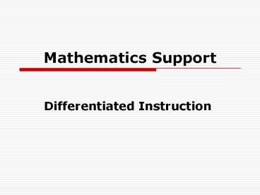 Mathematics Support
