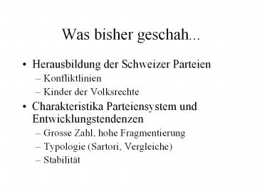 Was bisher geschah...