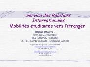 Service des Relations   Internationales  Mobilit