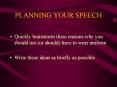 PLANNING YOUR SPEECH PowerPoint PPT Presentation
