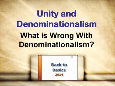 Unity and Denominationalism