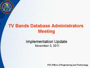 TV Bands Database Administrators Meeting