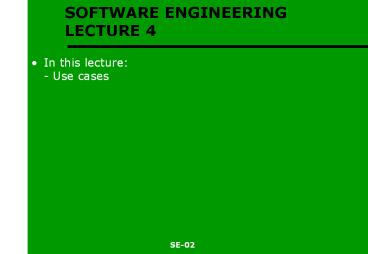 SOFTWARE ENGINEERING LECTURE 4