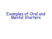 Examples of Oral and Mental Starters