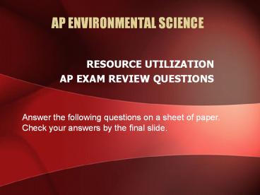 AP ENVIRONMENTAL SCIENCE