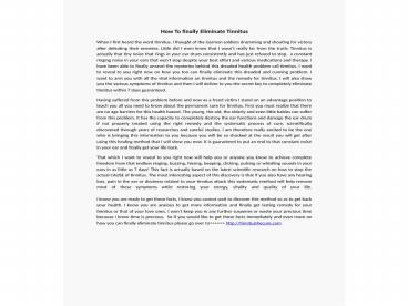 How To finally Eliminate Tinnitus