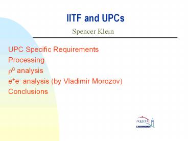 IITF and UPCs