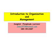 Introduction to Organization and Management