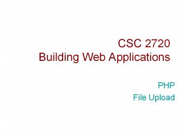 CSC 2720 Building Web Applications